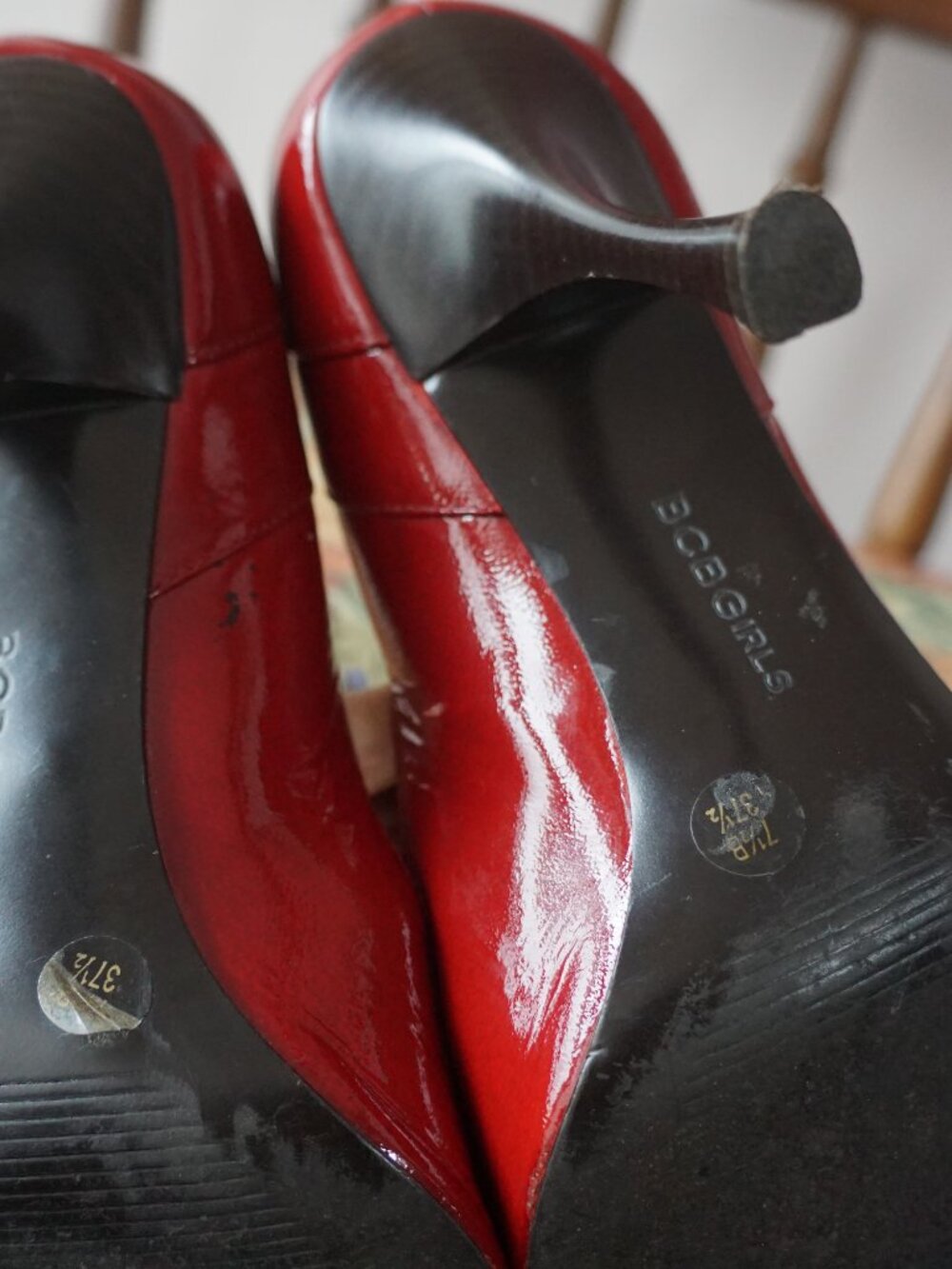 BCBGirls Red Genuine Leather Pointed Toe Pumps - Picture 7 of 12